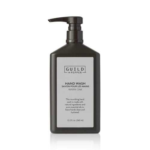 Bouteille distributrice de savon pour les mains à mini support Guild+Pepper, non rechargeable, 12 oz/360 ml